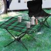 Msyxl Plaid Texture Green Portable Folding Camping Table, Compact Lightweight Beach Table with Carrying Bag for Outdoor Picnics, BBQs, Camp view 2