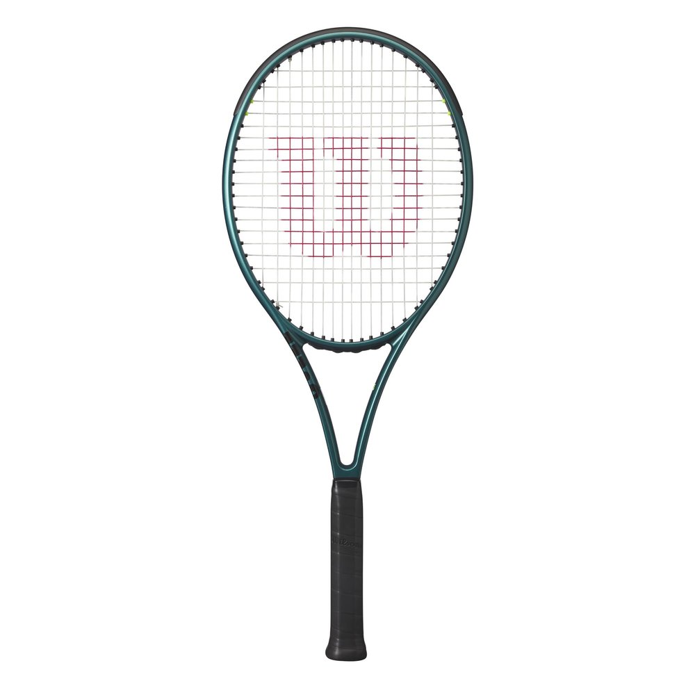 Wilson Blade 100 V9 Strung Performance Tennis Racket - Grip Size 4-4 1/2", Strung with Sensation 16 Natural at Mid Range Tension