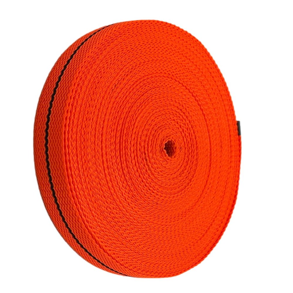 Cajun Tie Downs - 1" Heavy Duty Webbing Strap - 25 Yards (Orange/Black)