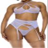 Forplay Women's Feeling Butterflies Mesh Halterneck Bra Lingerie Set, Lavender, L view 1