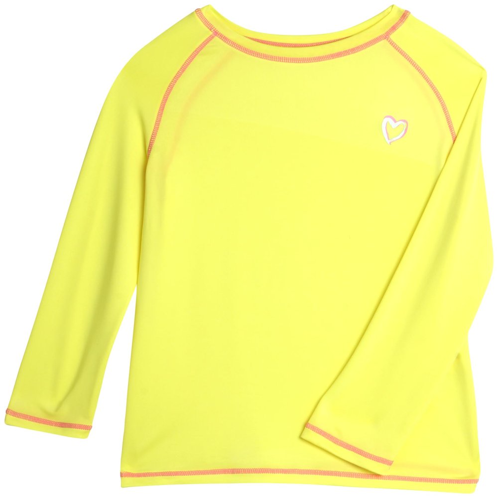 Pink Platinum Girls Rash Guard - UPF 50+ Long Sleeve Swim Top Quick Dry Sun Protection Rashguard Swimsuit for Girls (4-16), Size 14-16, Yellow
