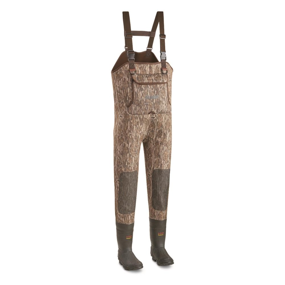 Guide Gear 3.5mm Mens Insulated Hunting Chest Waders with Boots, Camo Neoprene with 600-Gram Insulation