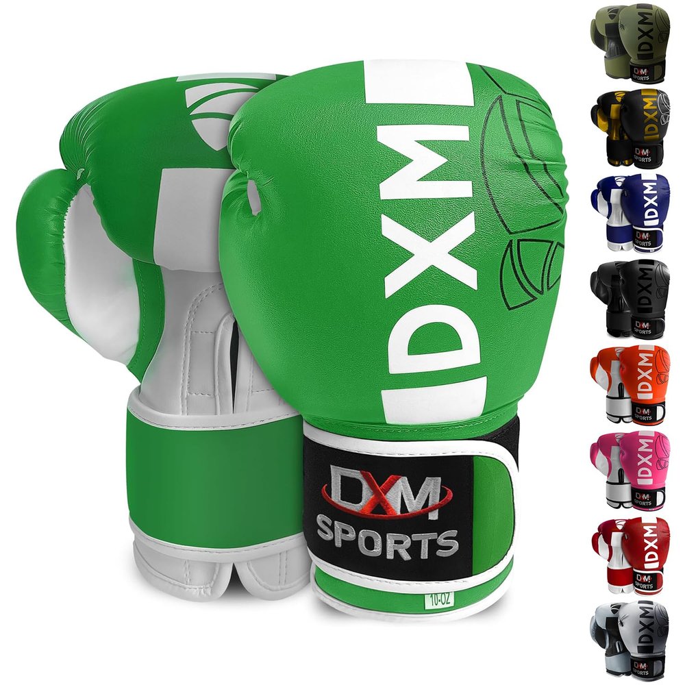 Boxing Gloves for Men & Women, Boxing Training Gloves, Kickboxing Gloves, Sparring Gloves, Heavy Bag Workout Gloves for Boxing, Kickboxing, Muay Thai, MMA (Green & White, 14 oz)