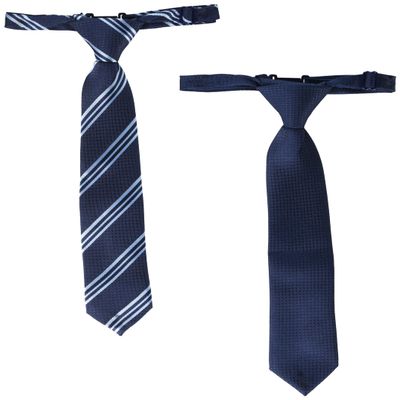Gymboree,Boys,and Toddler Pre-Tied Adjustable Necktie,Navy Stripe/Solid 2-Pack,6-8