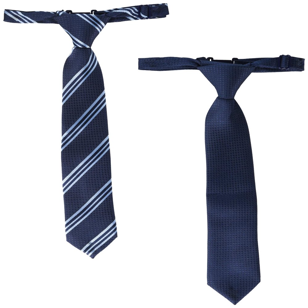 Gymboree,Boys,and Toddler Pre-Tied Adjustable Necktie,Navy Stripe/Solid 2-Pack,6-8