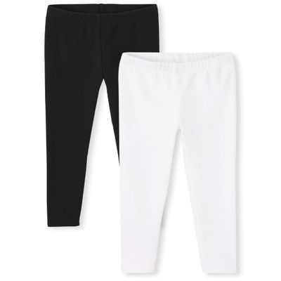 Gymboree,Girls,and Toddler Leggings,Black/White 2-Pack,4 Years