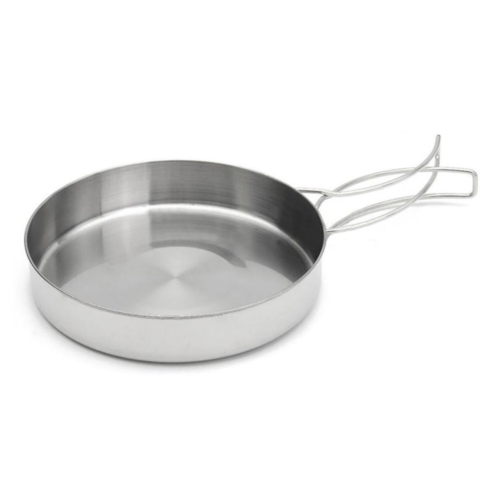Yardwe 8pcs Camping Cookware Kit Portable Handles Stainless Steel Pans for Hiking Backpacking and Outdoor Cooking
