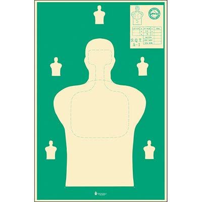24 Pk, Georgia Public Safety Training Center Target Silhouette Green Size: 23" X 35" Sqt A-1 Targets Printed On NRA Type Target Paper As Required by Ga Public Safety Training Center