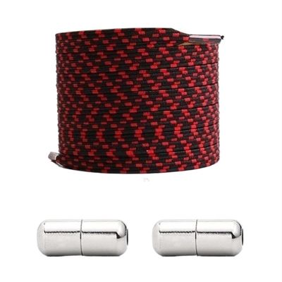 NineFit Basics Color Block Elastic Laces Without Ties Shoelaces For Sneakers No Tie Shoe Laces Kids Adult Flat Shoe Lace Shoestring (Color : Black Red point)
