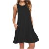 NineFit Basics Overstock Outlet Womens Casual Summer Dress 2024 Vacation Trendy Swing Beach Dress Flowy Midi Dress Loose Sleeveless Crew Neck Sundress Black, Medium view 1