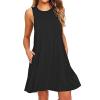 NineFit Basics Overstock Outlet Womens Casual Summer Dress 2024 Vacation Trendy Swing Beach Dress Flowy Midi Dress Loose Sleeveless Crew Neck Sundress Black, Medium view 2