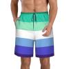 TEEMAD Mlm Pride Flag Gay Man Pride Boardshorts Summer Beach Workout Shorts Drawstring Swim Pants Quick Dry Swim Shorts for Mens White, Large view 1