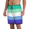 TEEMAD Mlm Pride Flag Gay Man Pride Boardshorts Summer Beach Workout Shorts Drawstring Swim Pants Quick Dry Swim Shorts for Mens White, Large view 2