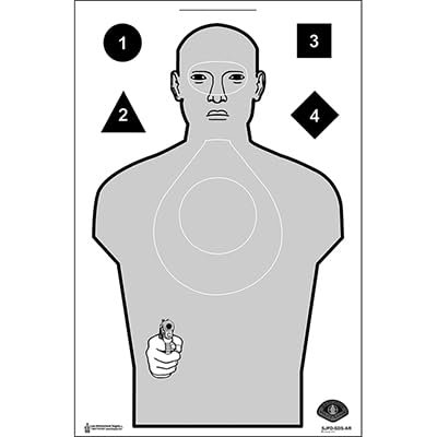 100 Pk, San Jose (Ca) Pd White Cardboard Qualification Target Features Torso Scoring Zones and Numbered Shapes for Command Training Black 23" X 35"