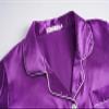 Hupohoi Unisex Girls Boys Kids Pajama Sets Button Down Satin Sleepwear Nighty 3PCS Silky Lounge Sets Nightwear Short Sleeve Long Pants, 3pcs-Bright Purple, 8 view 3
