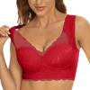Bras for Women Plus Size Bra for Women No Wire Buckle High Support Daily Bras Full Coverage Comfortable Convenient Lace Everyday Bra Red XL view 2