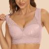 Plus Size Bras Bra for Women No Wire Buckle High Support Daily Bras Full Coverage Comfortable Convenient Lace Everyday Bra Pink XL view 2
