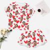 Artsadd Custom Christmas Pajamas Set With Photo Women Personalized Face Sleepwear Pjs Funny Xmas Holiday Lounge Set Gift(Heart-White,S) view 2