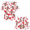 Artsadd Custom Christmas Pajamas Set With Photo Women Personalized Face Sleepwear Pjs Funny Xmas Holiday Lounge Set Gift(Heart-White,S) view 4