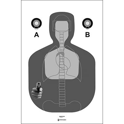 100 Pk, San Antonio (Tx) Pd Tq19 Qualification Target Shaded Anatomy Lines Cannot Be Seen at 7 Yards/More Size: 23" X 35" Black & Gray