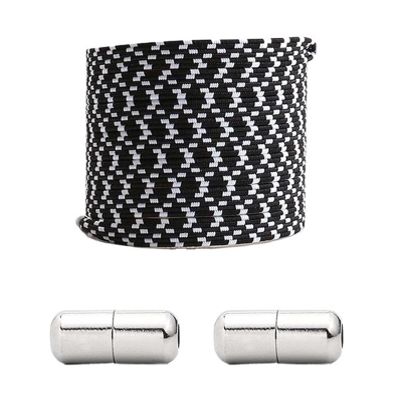 NineFit Basics Color Block Elastic Laces Without Ties Shoelaces For Sneakers No Tie Shoe Laces Kids Adult Flat Shoe Lace Shoestring (Color : Black White point)
