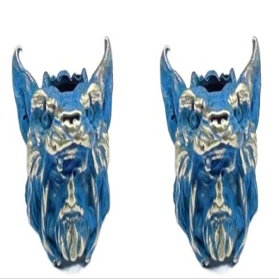 Seeby 2pcs Wolf Head Brass Knife Pendants Bead Vintage Umbrella Rope Beads EDC Outdoor Flashlight DIY Paracord Lanyard Bracelet Accessories (p7)