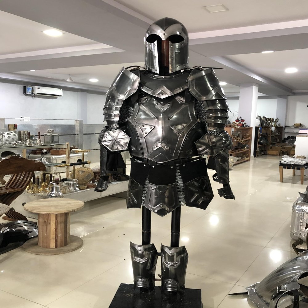 ARTIZANSTORE Medieval Suit of Armor Blackened Steel LARP Dwarven Style Full Armor Suit Cosplay Halloween Suit of Armour Costume