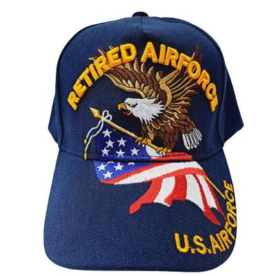 Air Force Retired Baseball Cap Navy Blue Embroidered