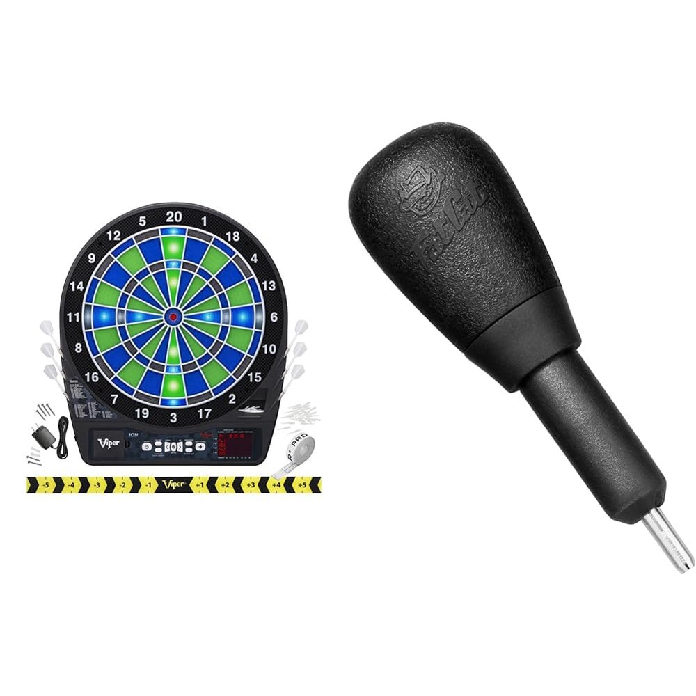 Viper Ion Electronic Dartboard, Illuminated Segments, Light Based Games & Fat Cat by GLD Products Dartboard Accessory: Soft Tip Dart Point Remover Tool, Electronic Dartboards,Black