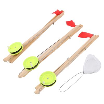 XHTLLO 3Pcs Ice Fishing Tip-Up, Portable Ice Fishing Rod Flag, High Efficiency Stability Fishing Tip Up Flag, Fishing Flag for Outdoor Winter River