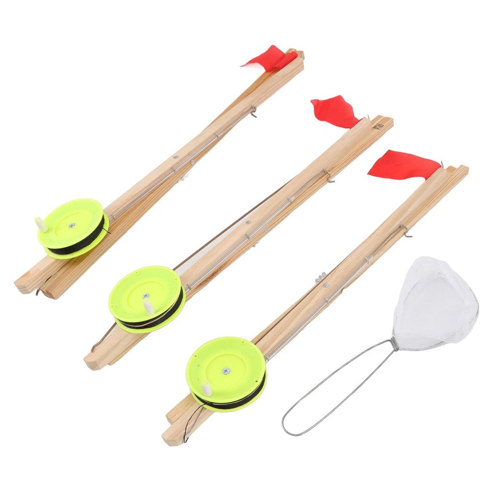 XHTLLO 3Pcs Ice Fishing Tip-Up, Portable Ice Fishing Rod Flag, High Efficiency Stability Fishing Tip Up Flag, Fishing Flag for Outdoor Winter River