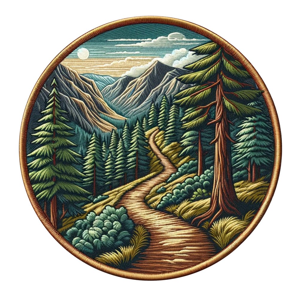 Hiking Trails Hiker Patch 3" Iron-on Sublimated Applique for Clothing Vest, Nature Badge, Plants Wildlife, Sew-on Decorative Craft, Wild Animal Forest National Park Camping Fishing Mountain S3