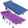 GETOVIN Camping Cot with Comfortable Mattress 2 Pack Blue and Purple Cots for Sleeping Camping Bed Folding Cot Guest Bed Easy to Setup Sturdy with Carry Bag for Indoor Outdoor
