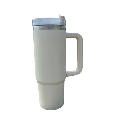 Personalized 40oz Dog Tumbler Engraved with Handle & Straw, Custom Engraved Dog Tumbler, Not Stanley Brand Quencher, Dog Cup, Pet Tumbler (Cream)