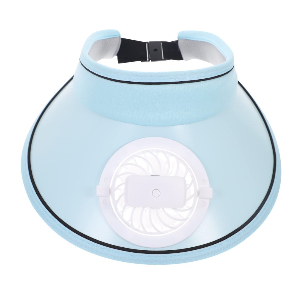 Parliky USB Fan Sun Hat Wide Brim Uv Visor Rechargeable Fan for Outdoor Activities Beach Trips Travel Comfortable Sun Shade Hat Sky-Blue