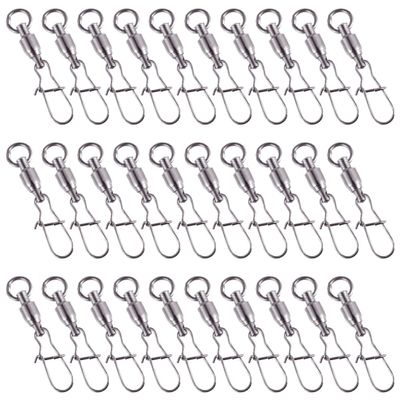 Anneome 30pcs Fishing Tackle Connectors Stainless Steel Swivels Rolling Ring Fishing Swivel Hook Connector