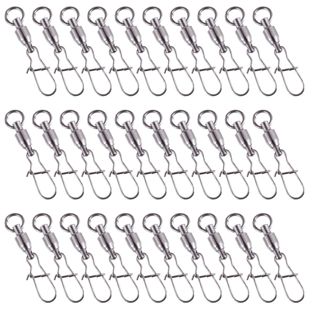 Anneome 30pcs Fishing Tackle Connectors Stainless Steel Swivels Rolling Ring Fishing Swivel Hook Connector