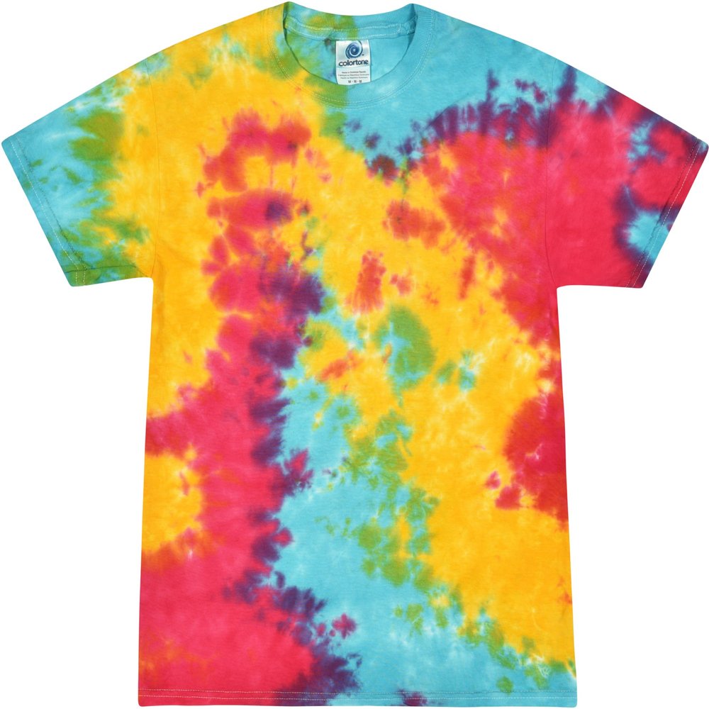 Colortone 100% Cotton Tie Dye T-Shirt for Kids 14-16, Large, Multi Rainbow