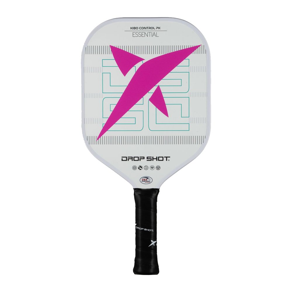 Drop Shot Kibo Control 2024 Pickleball Racket with Shock Absorption, Great Control and Power Professional Pickeball -USAPA Approved - White/Pink