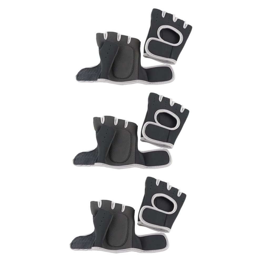 Kisangel 3pairs Half Finger Gym Gloves for Women Men Exercise Gloves Non-Slip Weightlifting Mittens XL