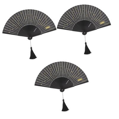PRETYZOOM 3pcs Folding Hand Fan Elegant Chinese Style Design for Dance Weddings Festivals and Photography Portable and Crafted Manual Fan