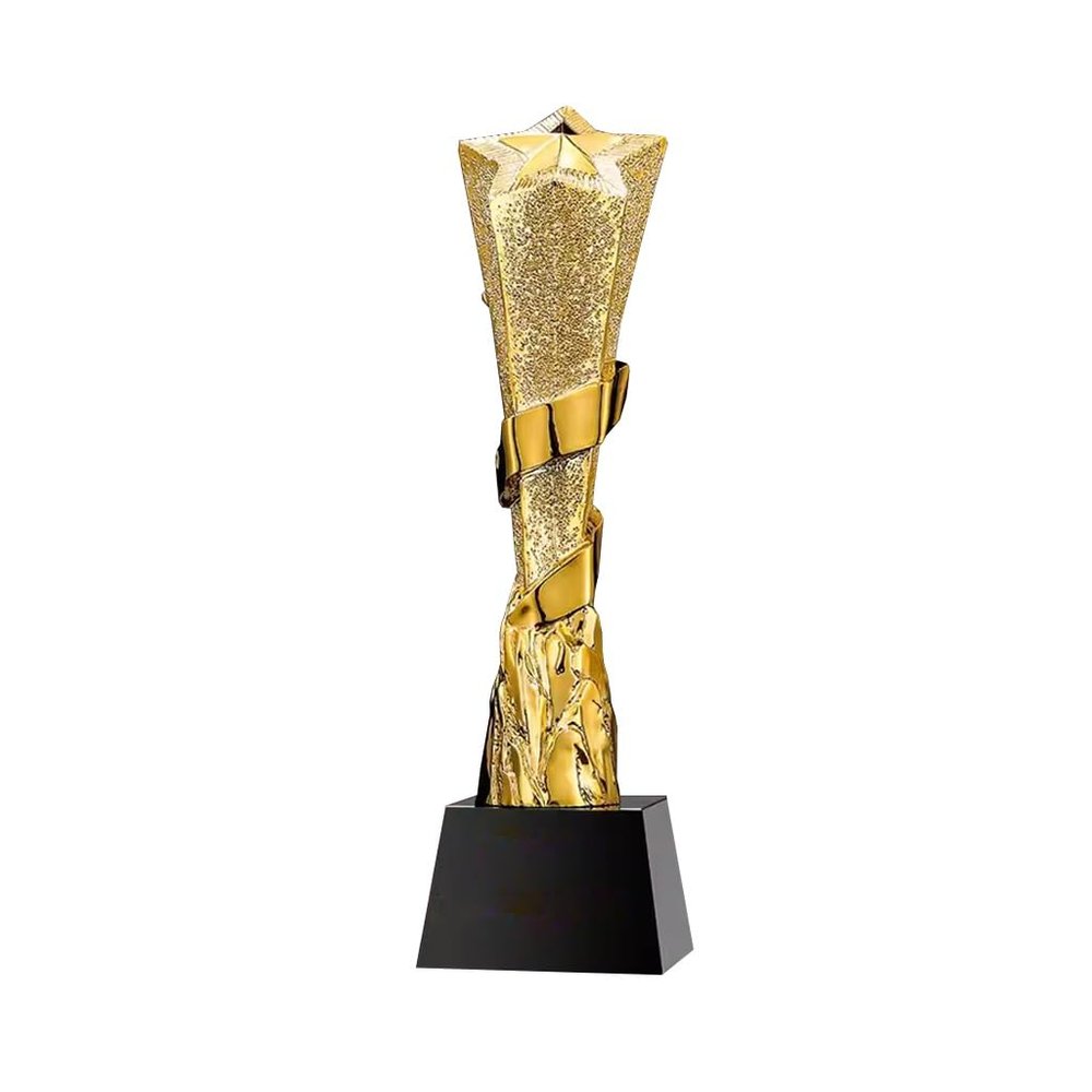 XSCQ Pentagram Trophy Athlete's Championship Trophy Winner's Award Ideal for Film Festival Awards, Tennis and Basketball Leagues, Children's Sports Prizes, 28*8cm, Gold