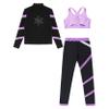 Loyan Girls' 3 Piece Gymnastics Sports Workout Athletic Leggings with Tank Tops Fitness Outfits Sets Tracksuit Lavender 8 Years view 4