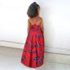 16Y Strap Outfits Kids Girls Ankara Dresses Traditional Dashiki Dress Princess Backless Sleeveless (Red #2, 1-2 Years) view 3