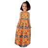16Y Strap Outfits Kids Girls Ankara Dresses Traditional Dashiki Dress Princess Backless (Orange #2, 3-4 Years) view 1