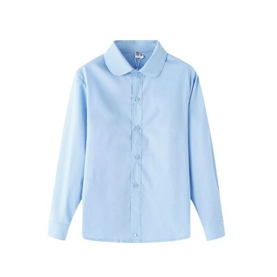 Dress Shirts for Girls Boys Button Down Shirt Long Sleeve Chlid Teens Formal Shirts Blouse Toddler (Blue, 5-6 Years)