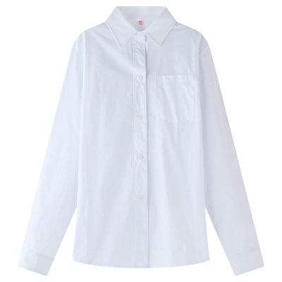 NineFit Basics Boys Girls Slim Fit Dress Shirts Long Sleeve Formal Shirt Plain Button Down Shirts with Pocket (White, 5-6 Years)