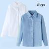 NineFit Basics Boys Girls Slim Fit Dress Shirts Long Sleeve Formal Shirt Plain Button Down Shirts with Pocket (White, 5-6 Years) view 4