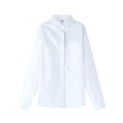 Dress Shirts for Girls Boys Button Down Shirt Long Sleeve Chlid Teens Formal Shirts Blouse Toddler (White, 4-5 Years)