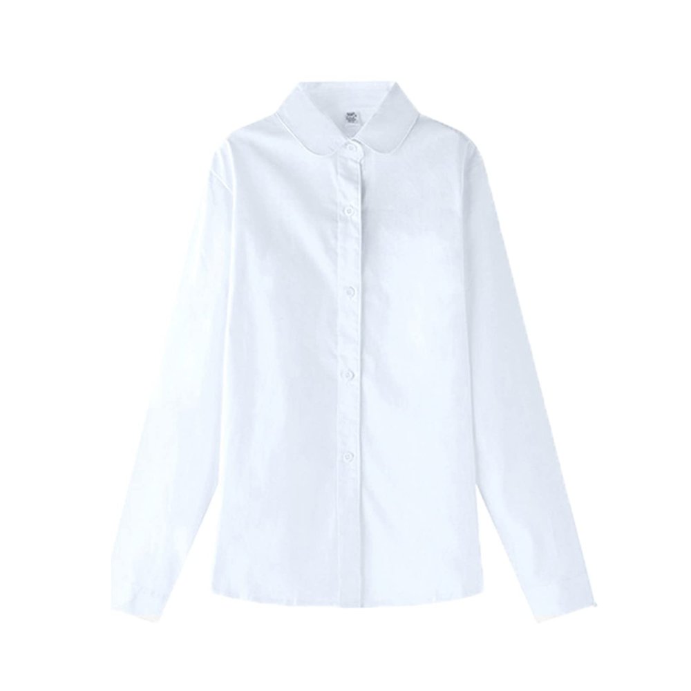Dress Shirts for Girls Boys Button Down Shirt Long Sleeve Chlid Teens Formal Shirts Blouse Toddler (White, 4-5 Years)